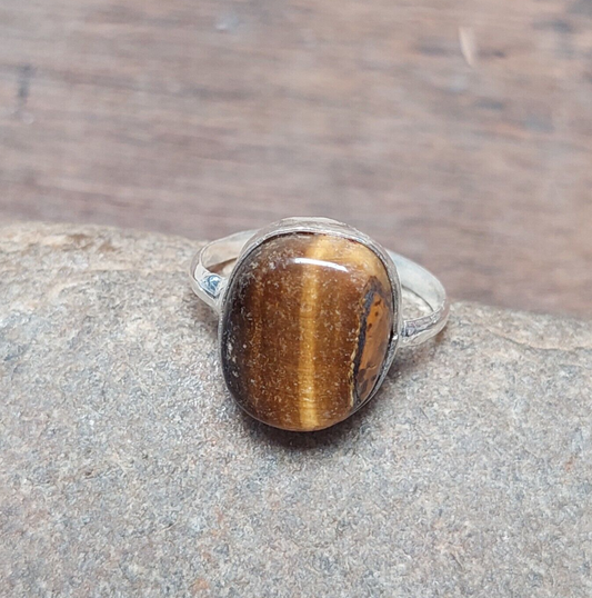 925 Sterling Silver Ring-Amazing Tiger Eye Oval Handmade Ring Anniversary Gift