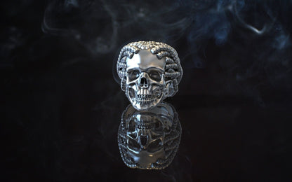 Skull Rope Ring Silver Gothic Biker Punk Handmade Skull Ring Men Women US5~15
