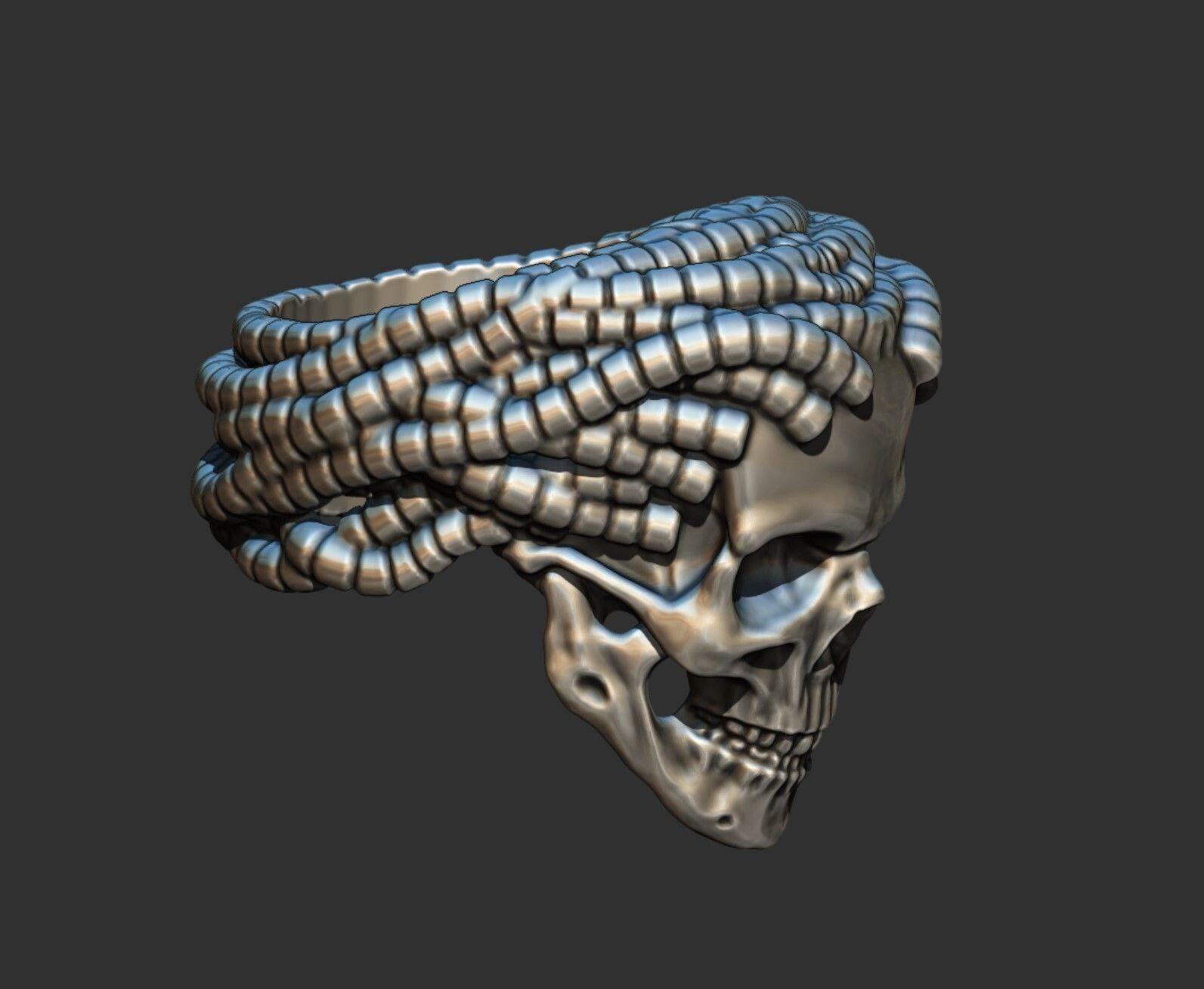 Skull Rope Ring Silver Gothic Biker Punk Handmade Skull Ring Men Women US5~15
