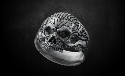 Vintage Silver Skull Rope Biker Gothic Ring US5~15 Bold Punk Retro Biker Ring