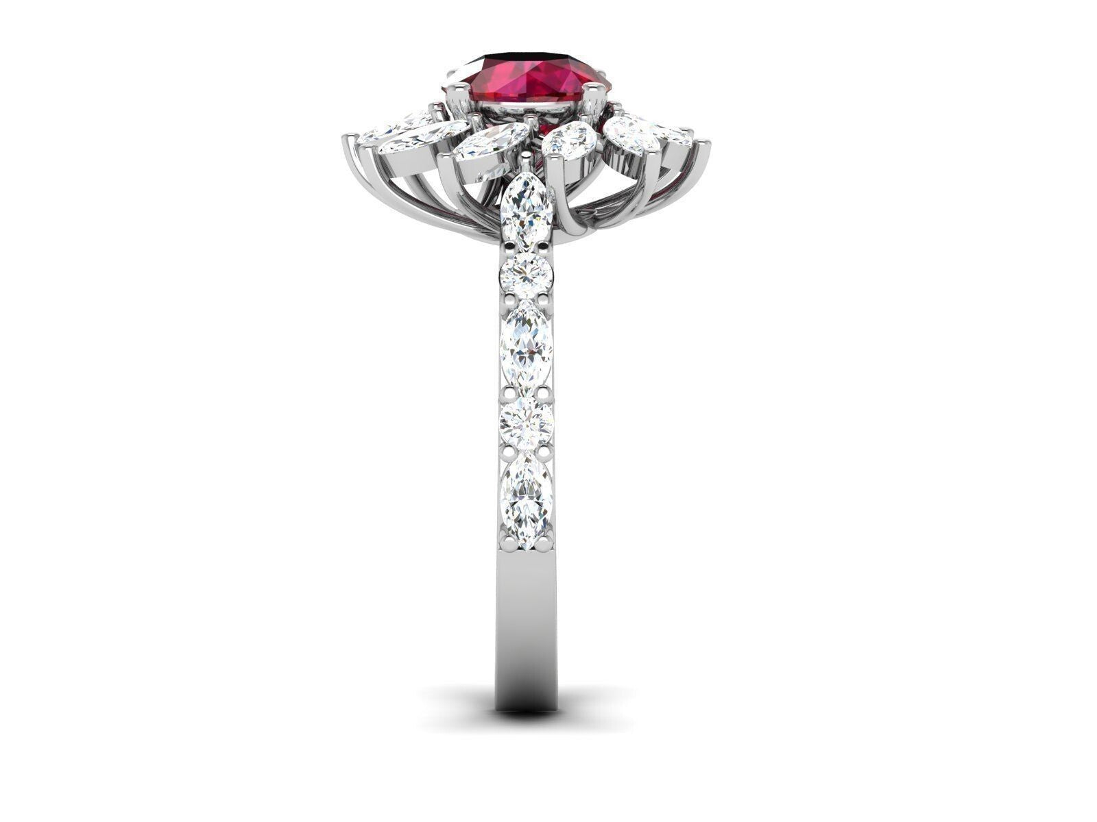 Natural Red Ruby Engagement Ring 925 Silver Moissanite Promise Women Ring US5-15
