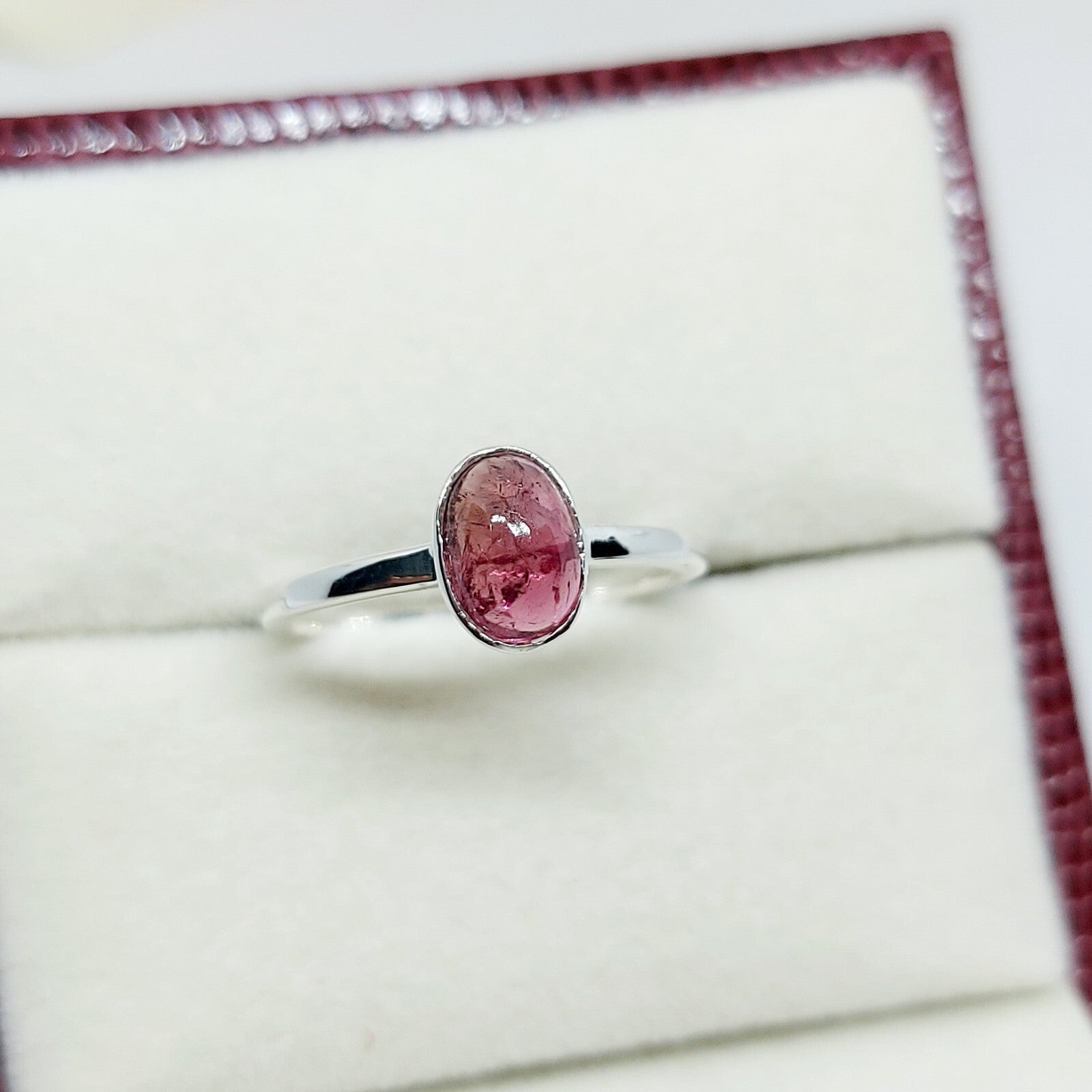 Pink Tourmaline Ring Oval Cut Handmade 925 Silver Gift Ring US5~15 Elegant Look