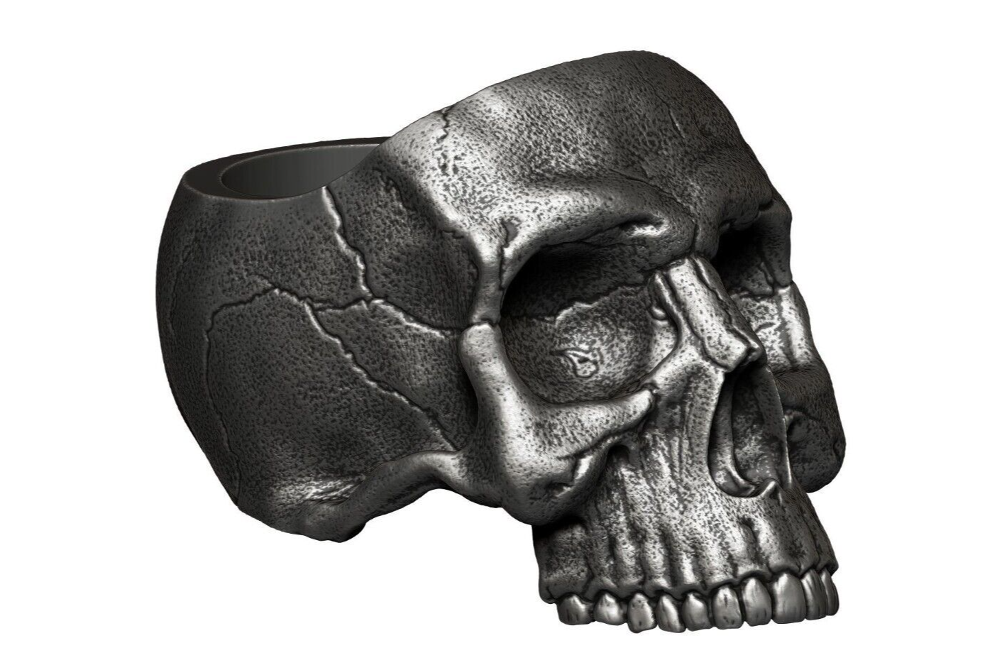 Men's Silver Heavy Metal Skull Ring High Polish Gothic Biker Ring Jewelry Us5~15