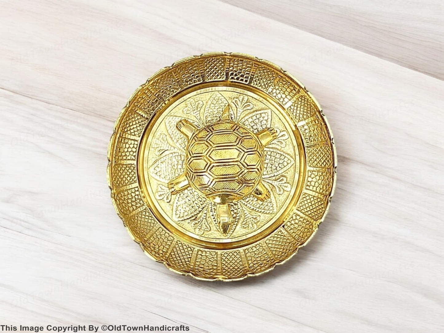 Vastu Feng Shui Brass Tortoise Plate Good Luck Career Health Home & Office
