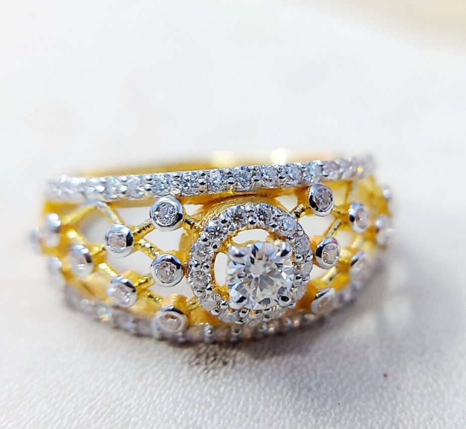 Lab Moissanite Engagement Ring Huge Solitaire Halo Anniversary Gift Ring Us5~15