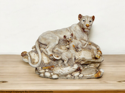 Polyresin Lion Family Statue 11" Decorative Showpiece for Home & Office Decor