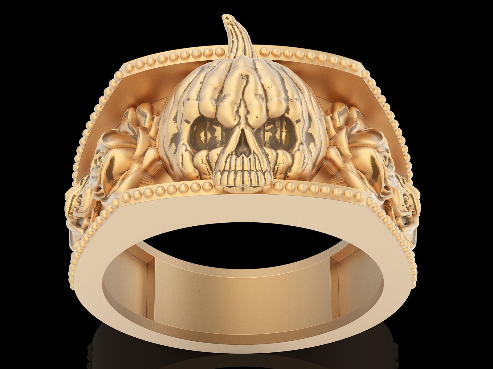 Custom Brass Pumpkin Skull Ring Gothic Jewelry Biker Skull Men and Women Us5~15