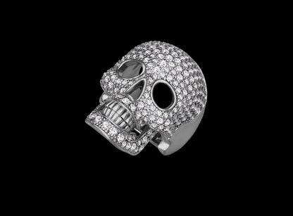 Men Skull Ring 925 Silver Moissanite Skull Ring Handmade Biker Jewelry US7~15