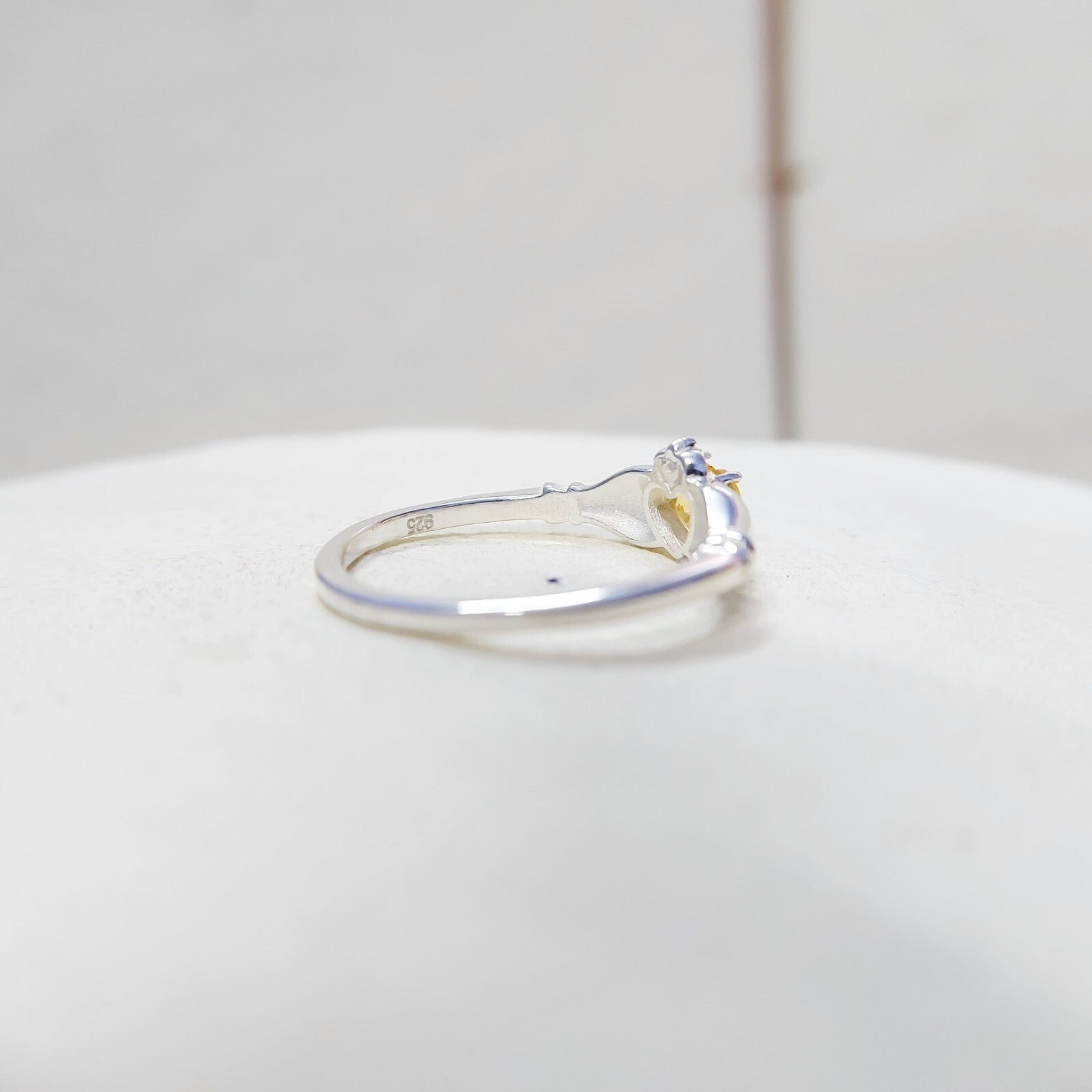 Claddagh Heart Citrine Ring Simulated Birthstone Women Silver Ring Gift Us5~ 15