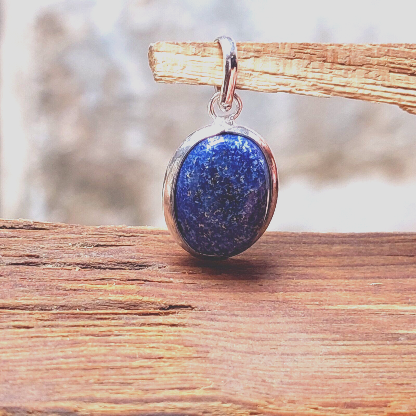 Ovel Blue Lapis Lazuli Pendant,925 Sterling Silver Gemstone Pendant Gift For Her