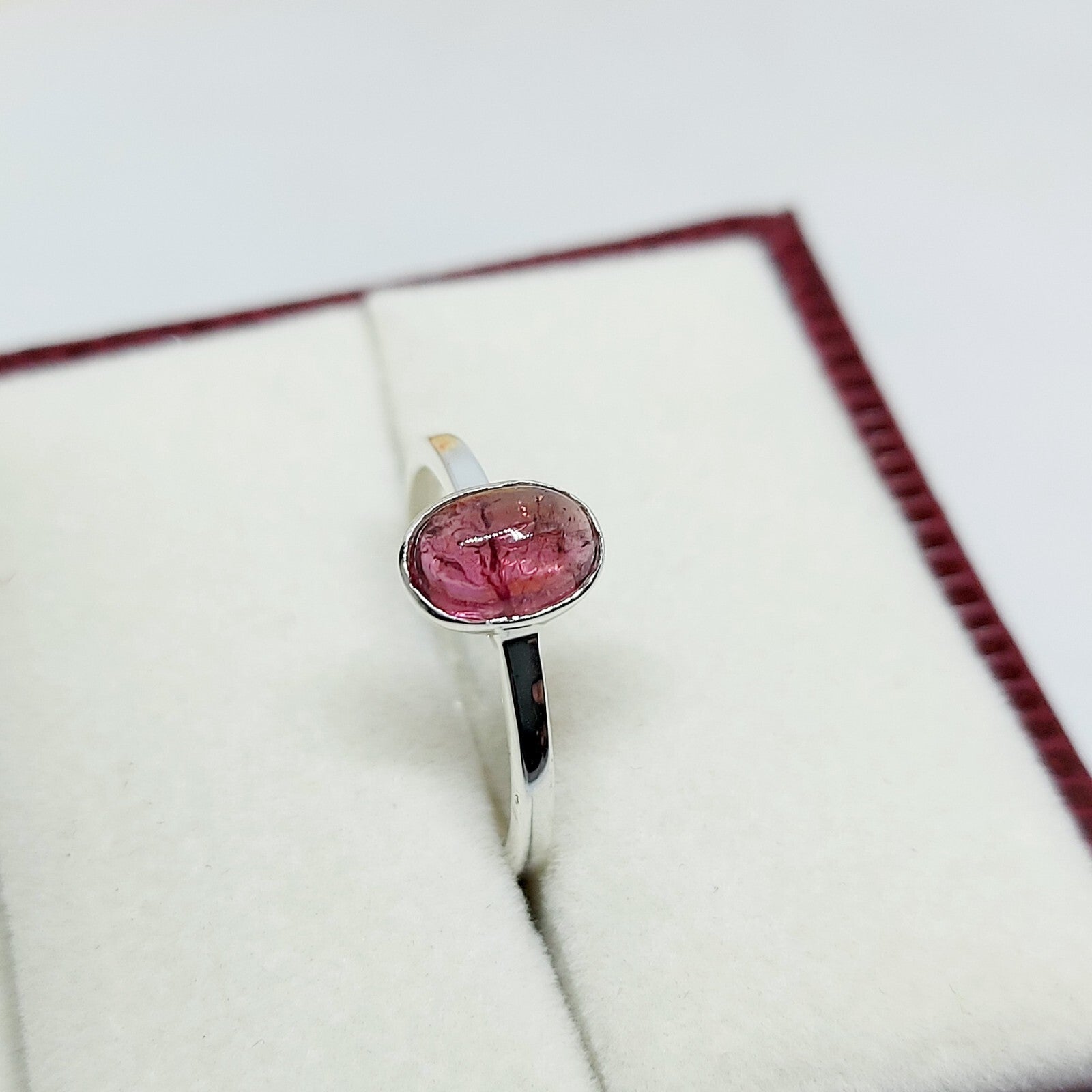 Pink Tourmaline Ring Oval Cut Handmade 925 Silver Gift Ring US5~15 Elegant Look