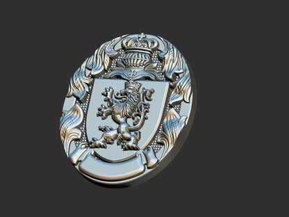 Lion And Roosters Coat of Arms Signet Silver 925 Men's Ring US7-15 Animal Lover