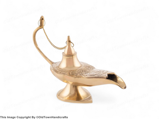 Aladdin Premium Antique Brass Chirag Showpiece Decorative Aladdin Lamp