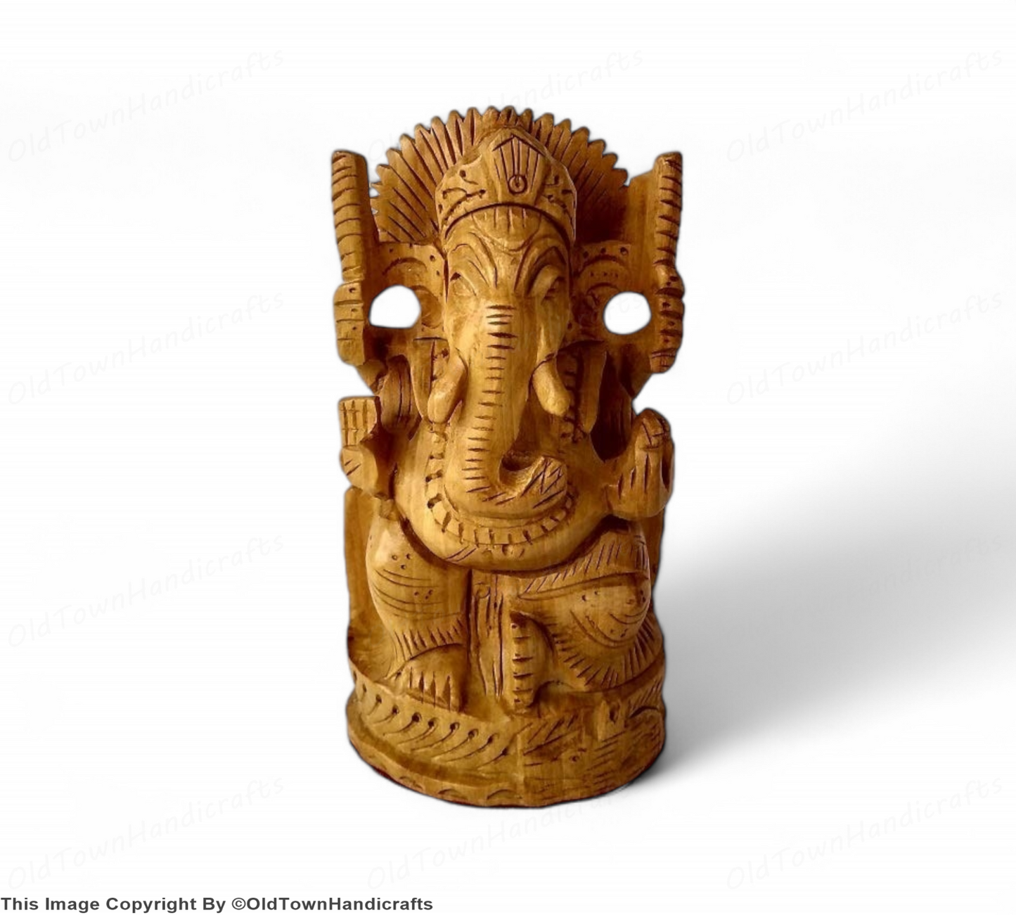 Handcrafted Wooden Ganesh Ji Showpiece  4 Inch Hindu God of Wisdom