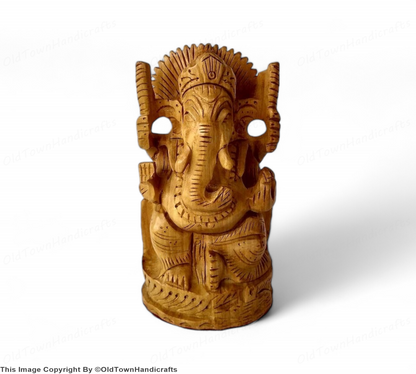 Handcrafted Wooden Ganesh Ji Showpiece  4 Inch Hindu God of Wisdom
