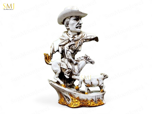 Cowboy with Horse Home Decor Showpiece Cowboy Statue Cowboy with Horse Gift