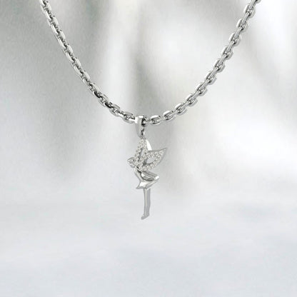 925 Silver Ballerina Pendant Angel Charm Micro Pave Diamond Pendant Dainty