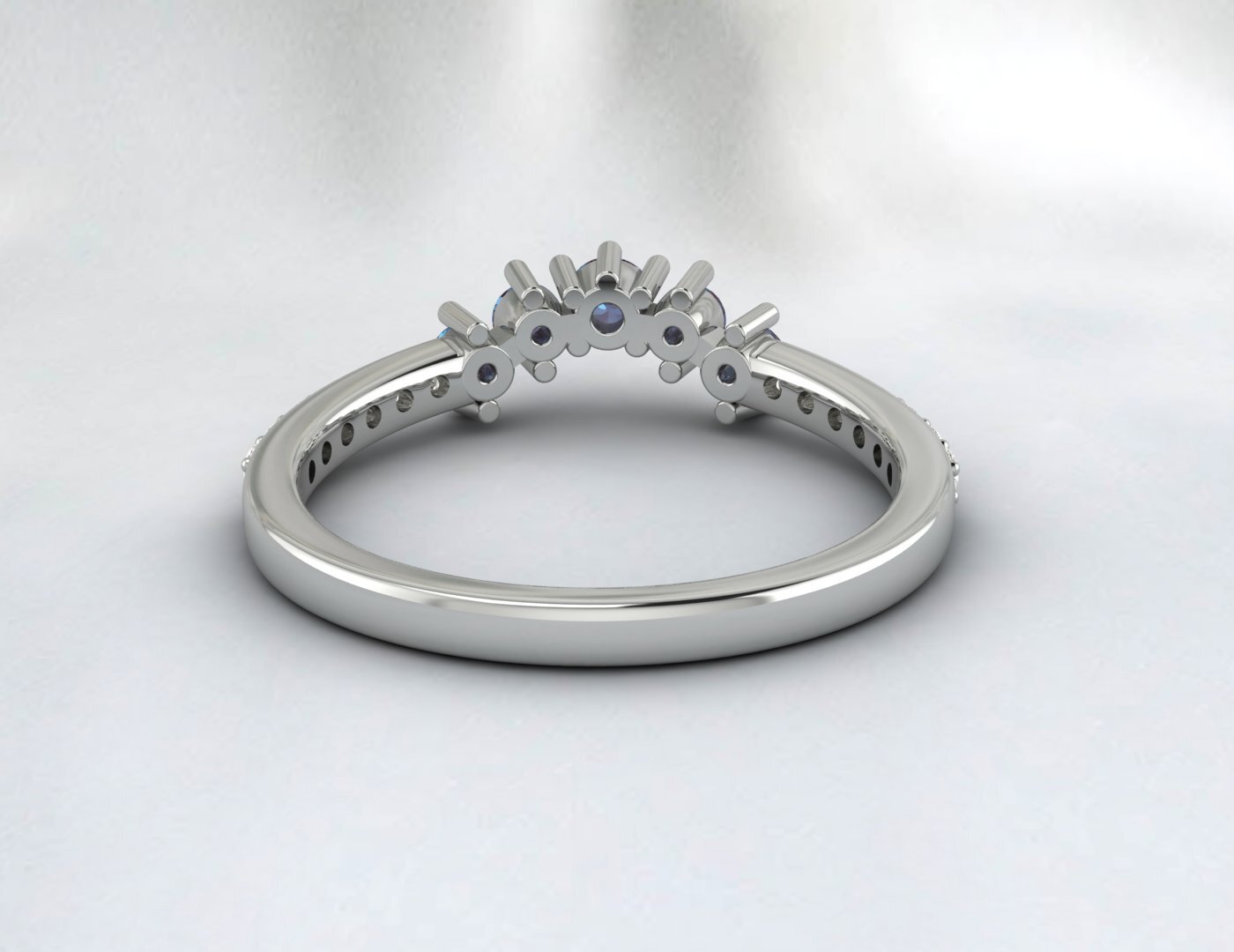 Natural Alexandrite Curved Wedding Band Half Eternity Fine Silver 5 Gemstone