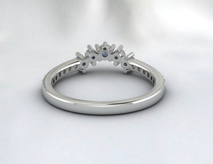 Natural Alexandrite Curved Wedding Band Half Eternity Fine Silver 5 Gemstone