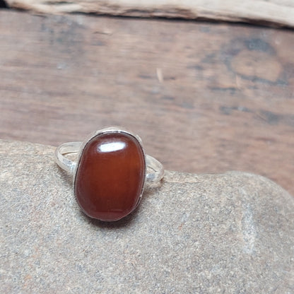 Oval Red Carnelian Ring 925 Sterling Silver Gemstone Jewelry Gift For Her