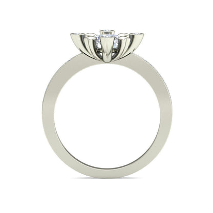 Silver Cubic Zirconia Sunflower Statement Women Engagement Ring CZ Ring Us5~ 15
