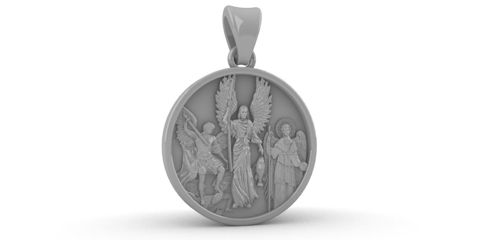925 Sterling Silver San Miguel Archangel Medal Pendant Women Men Necklace