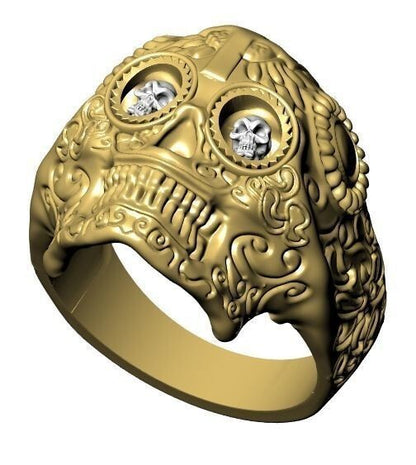Punk Brass Day of the Dead Skull Ring Gothic Cross Biker Trend Style Ring US5~15