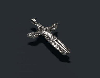 Silver Jesus With Holy Cross Pendant Jesus Necklace Wedding Gift For Men Women