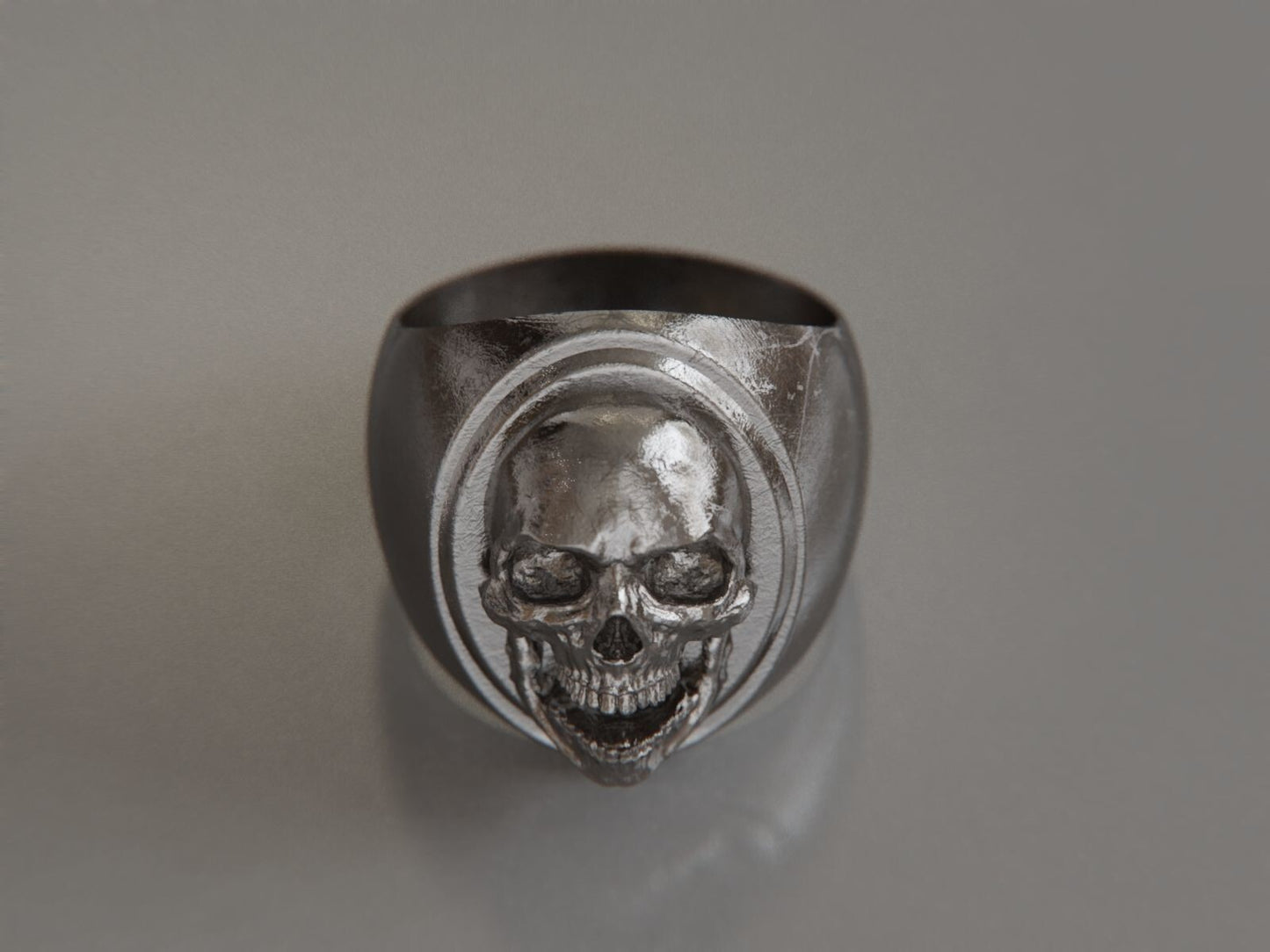 Polished Skull Gothic Ring Silver Skull Signet Biker Punk Wedding Ring Us5~15