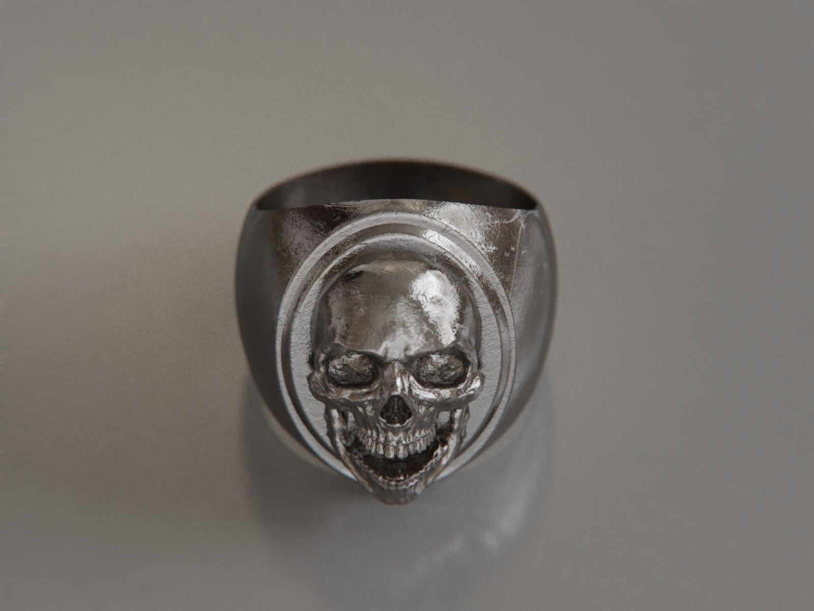 Polished Skull Gothic Ring Silver Skull Signet Biker Punk Wedding Ring Us5~15