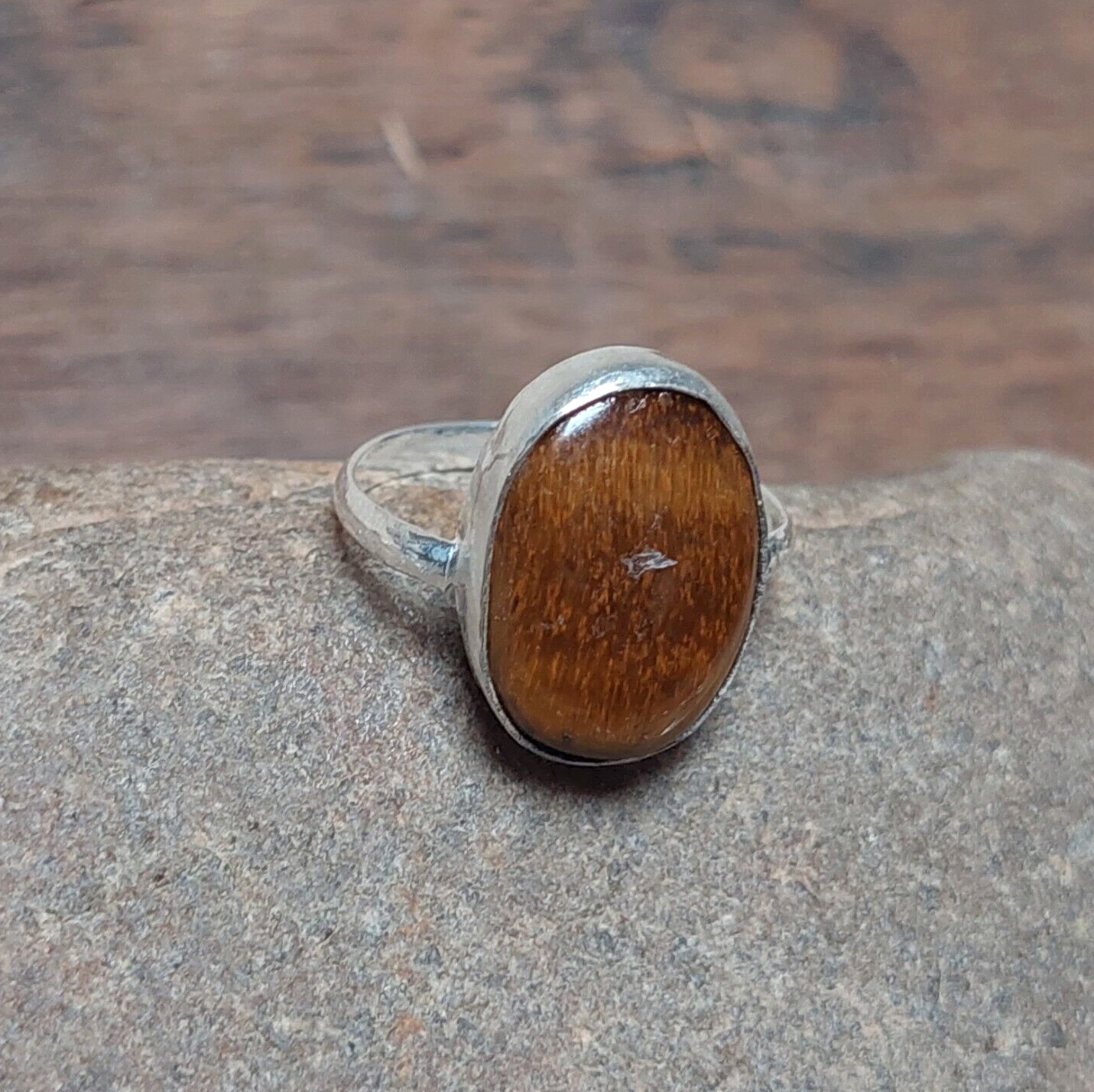 Tiger's Eye Silver Ring,925 Sterling Silver Natural Tiger's Eye Ring,Boho Ring