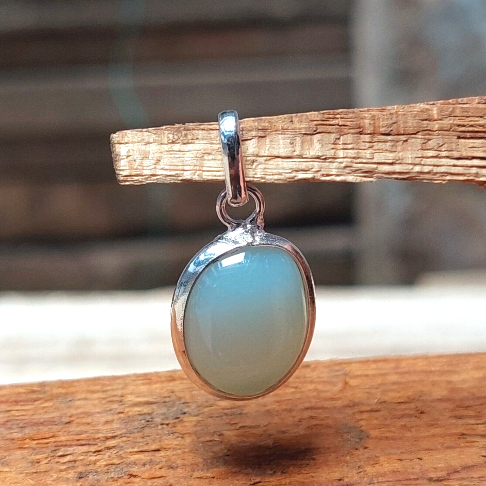 Natural White Agate Bezel Pendant,Solid 925 Sterling Silver Womens Jewelry Gift