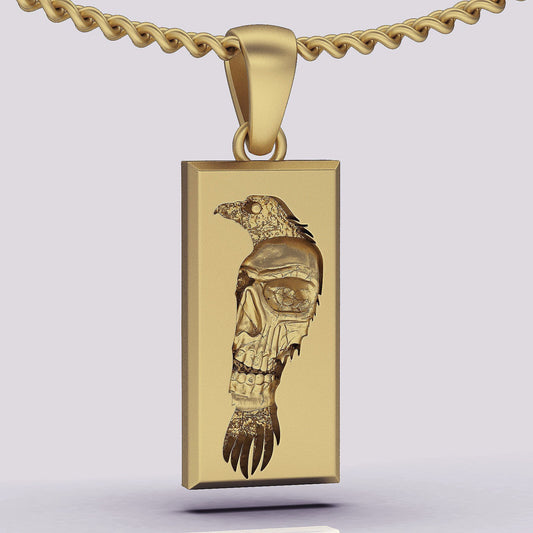 Raven Brass Pendant Handmade Gothic Crow Necklace Halloween Jewelry Gift Friend