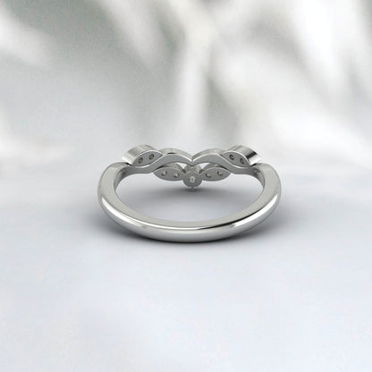 Natural Delicate Diamond Ring 925 Sterling Silver Rose Gold Round Moissanite