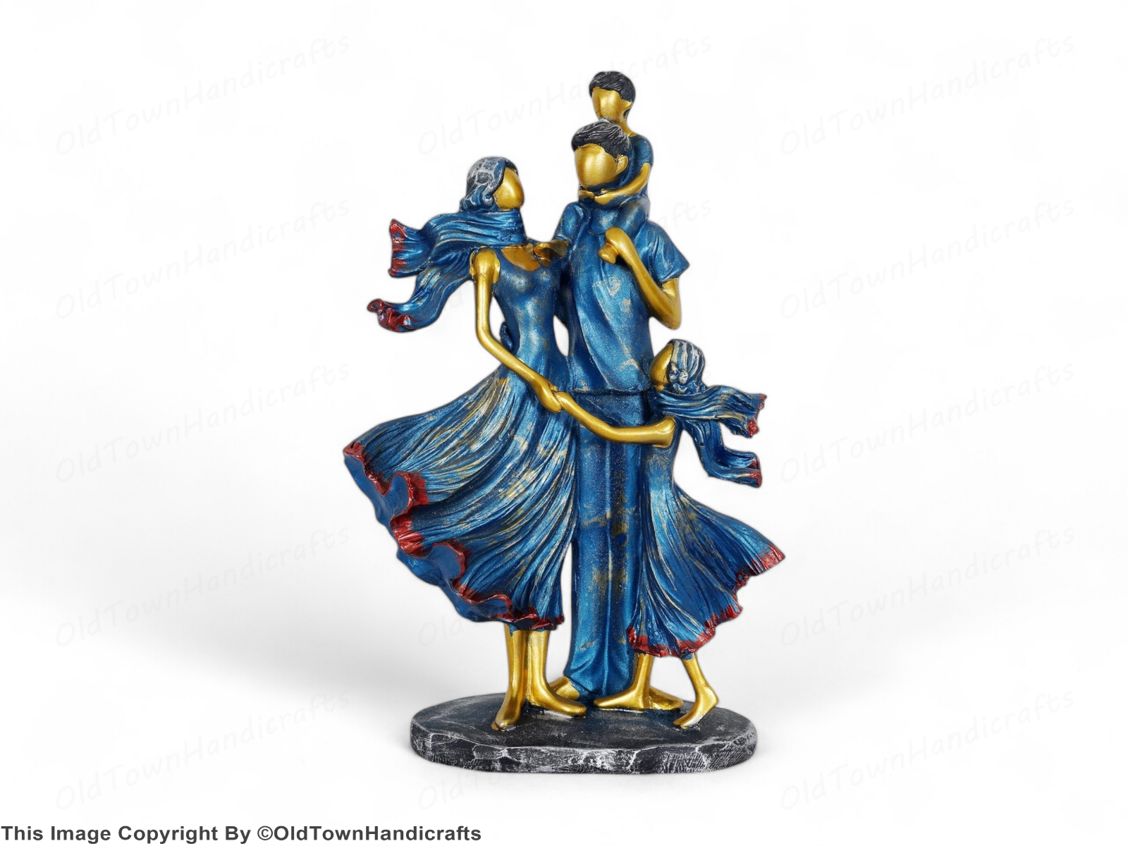 Resin Family Showpiece Blue Home Decor Accent Gift for Living Room Bed Room