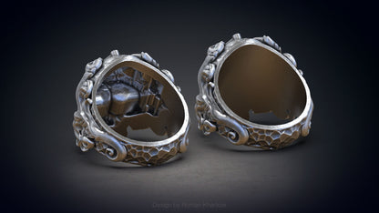 Silver Masonic Skull Ring US7-15 Solid Handmade Masonic Skull Ring For Men Women