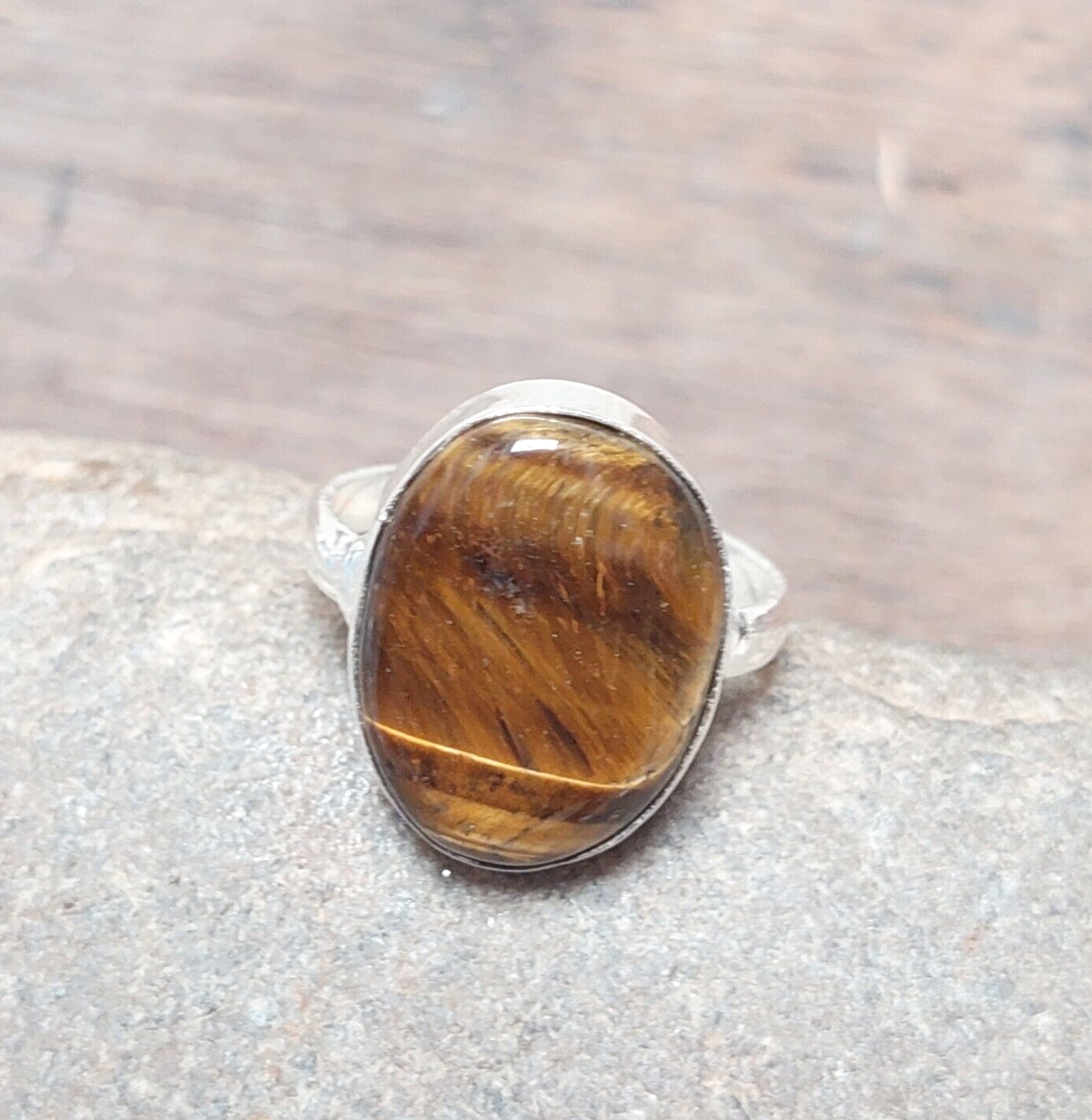 925 Sterling Silver Oval Tigers Eye Handmade Statement Women Ring Gift for her