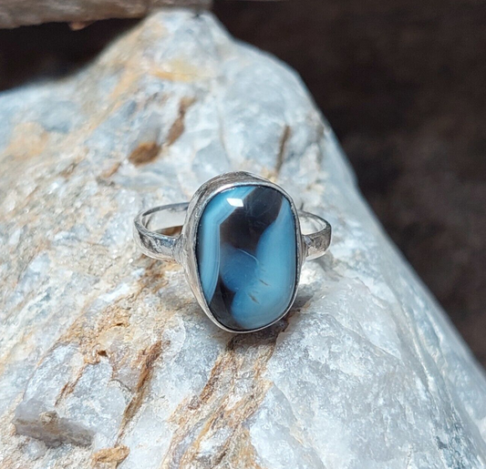 White Banded Agate Gemstone Handmade Ring 925 Sterling Silver Jewelry For Her