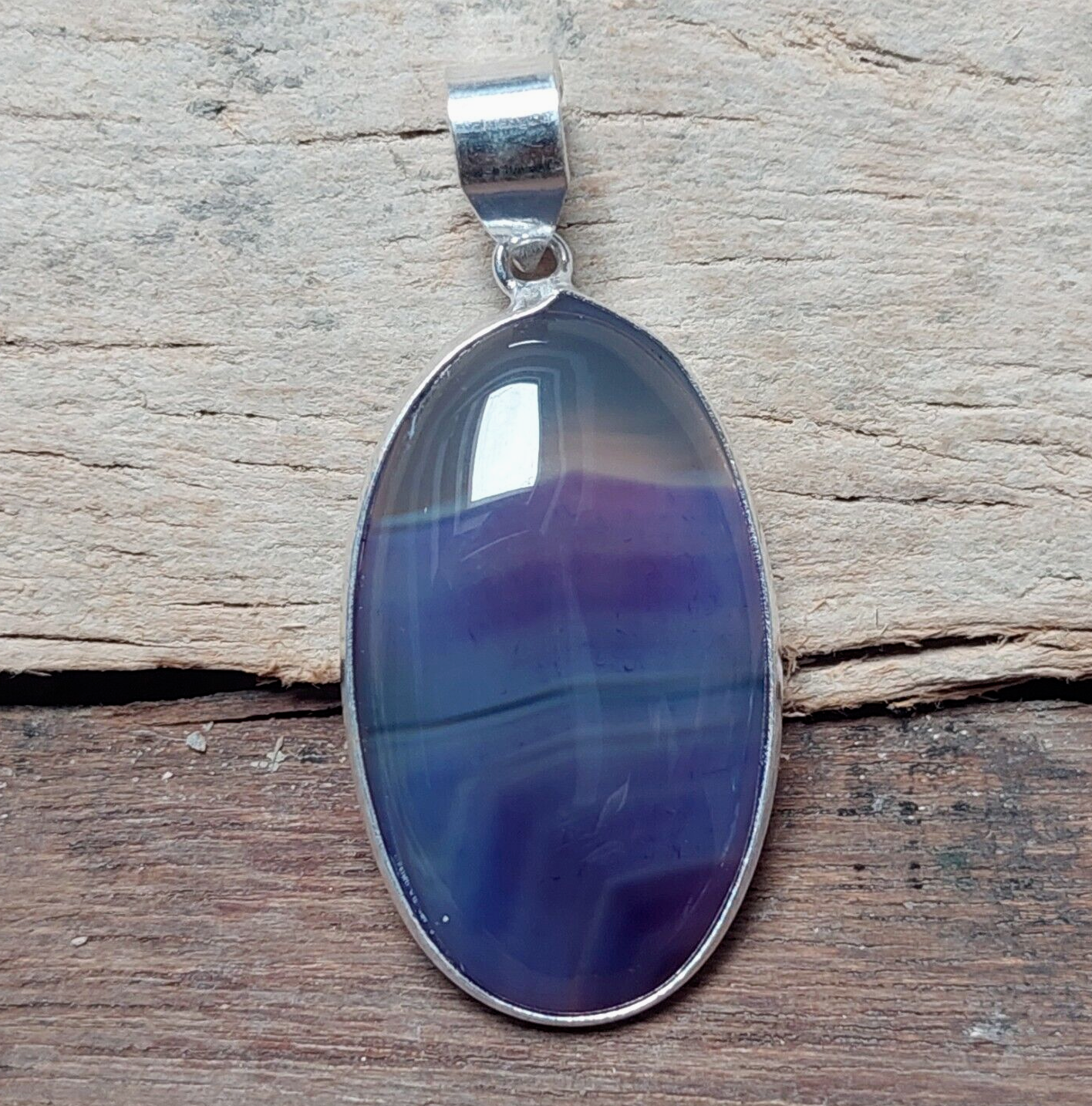 Blue Botswana Agate 925 Sterling Silver Handmade Pendant,Perfect Gift For Anyone