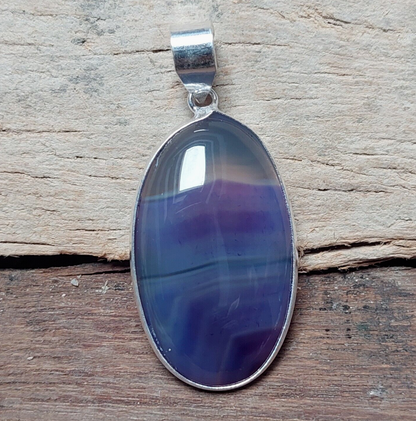Blue Botswana Agate 925 Sterling Silver Handmade Pendant,Perfect Gift For Anyone