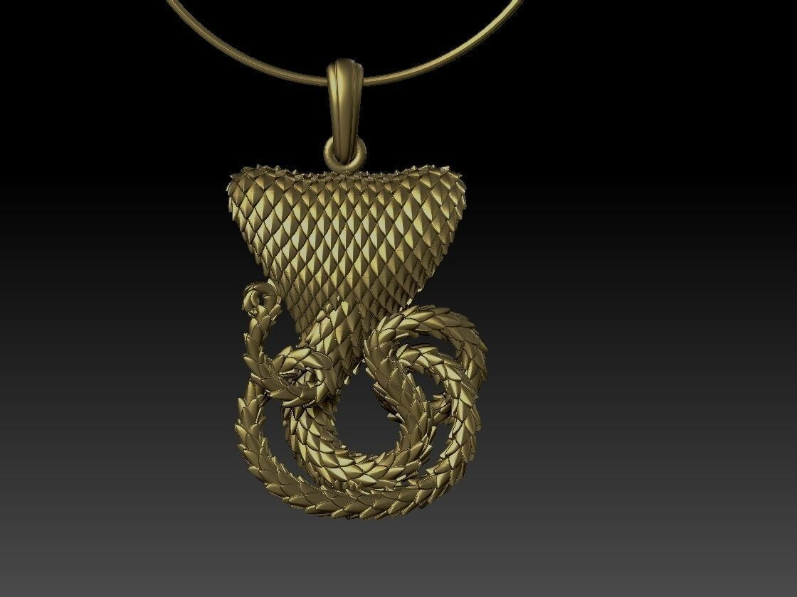 Cobra Brass Pendant Snake Brass Necklace Serpent Jewelry Gift Cobra Necklace