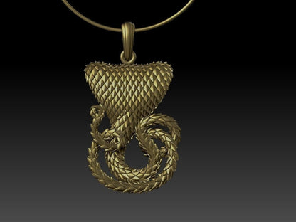 Cobra Brass Pendant Snake Brass Necklace Serpent Jewelry Gift Cobra Necklace