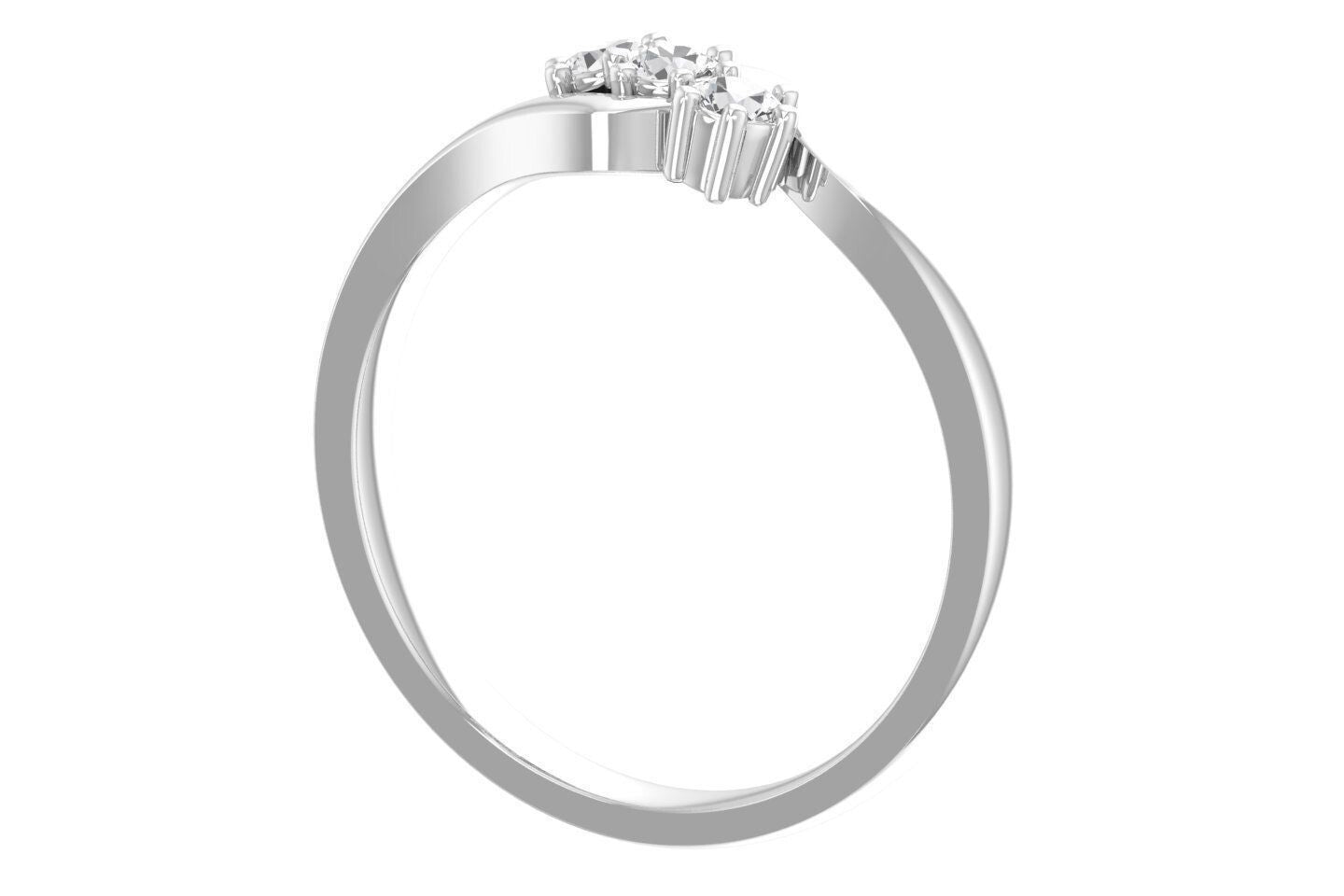 Three Simulant Moissanite Round Cut Bypass Ring 925 Silver Wedding Gift US5~ 15
