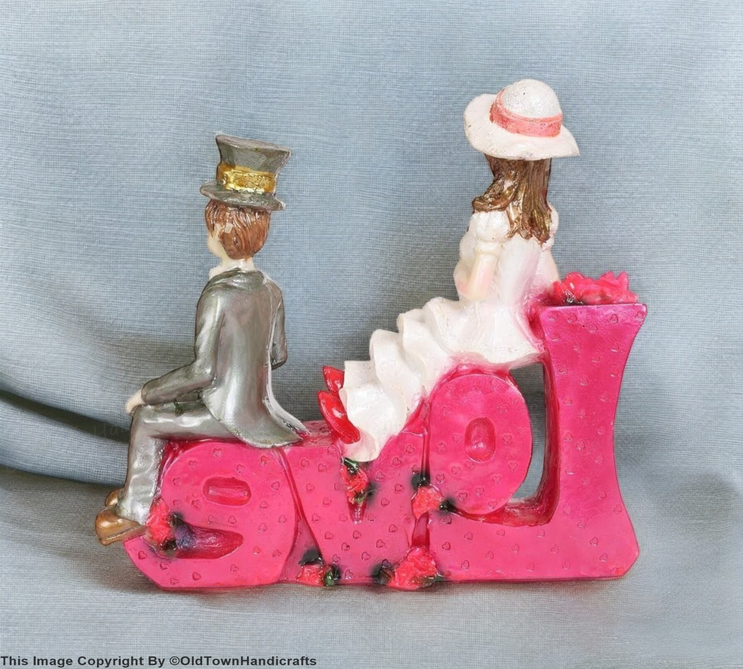 Polystone Love Couple Statue 10"Couple Perfect Gift for Valentine Day Home Decor