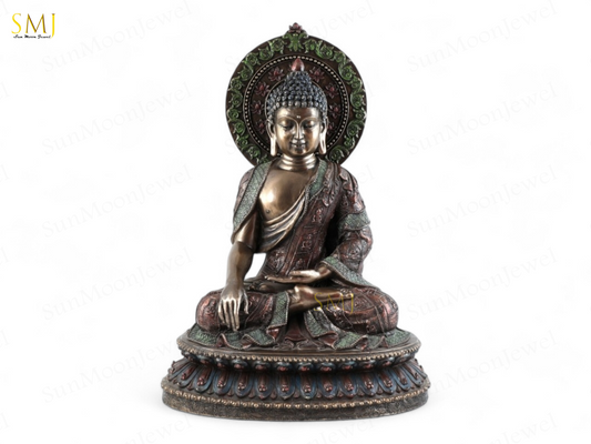 Copper Finish Buddha Statue Buddha Amitabha Meditation & Home Decor And Gift