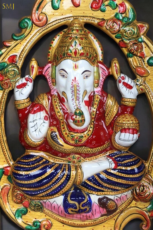 Enamel Painted Metal Ganesh Wall Hanging Home Decor & Diwali Decoration Gift
