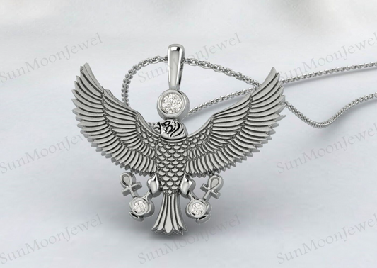 American Eagle Pendant 925 Silver CZ Eagle Necklace Men Biker Chain Gift US5~15