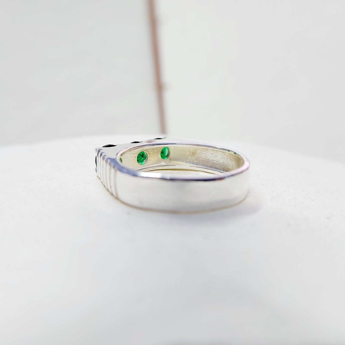 Round Cut Emerald Eternity Engagement Ring 925 Silver 3 Stone Women Ring Us5~ 15