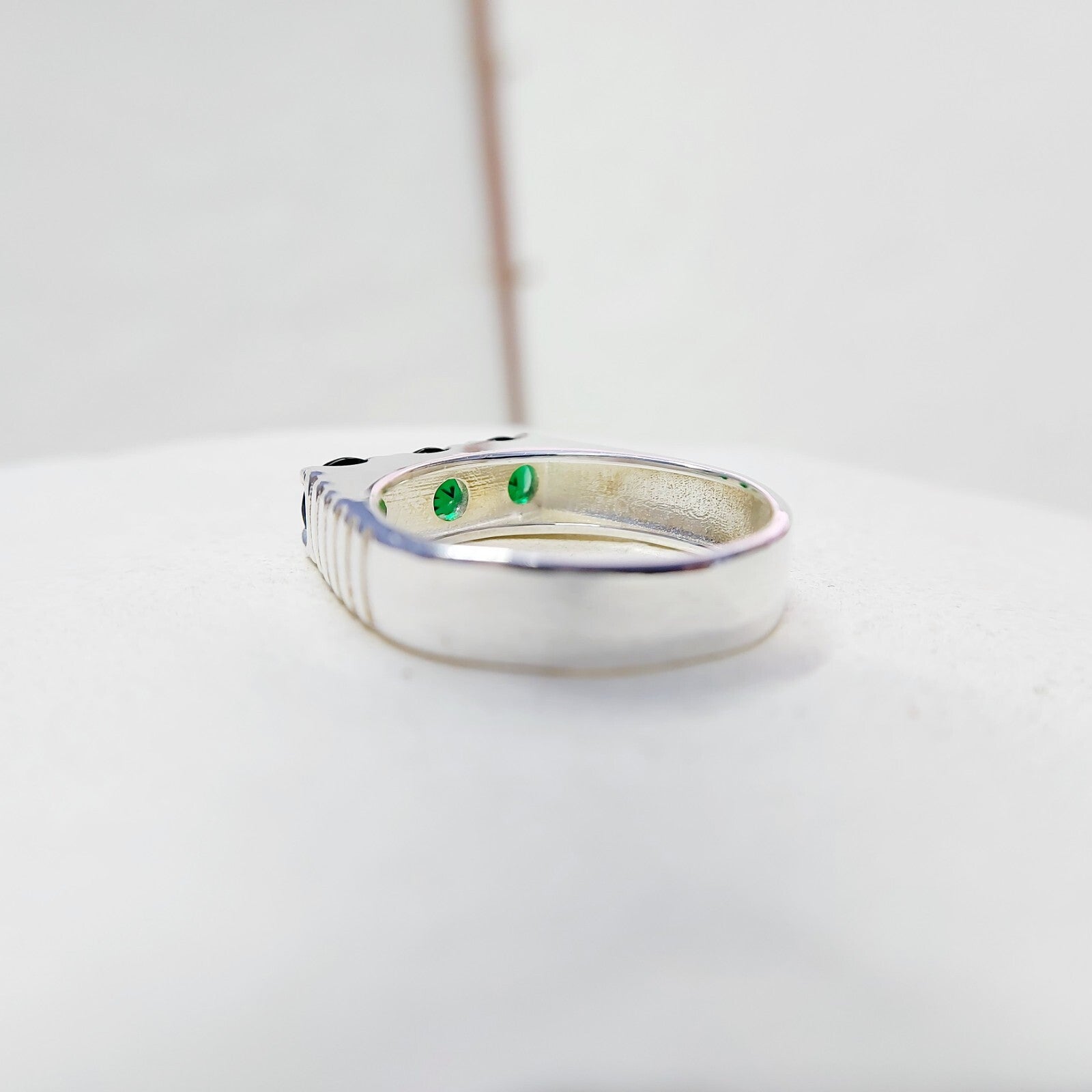 Round Cut Emerald Eternity Engagement Ring 925 Silver 3 Stone Women Ring Us5~ 15