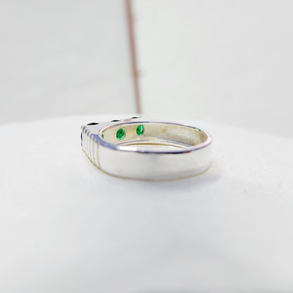 Round Cut Emerald Eternity Engagement Ring 925 Silver 3 Stone Women Ring Us5~ 15